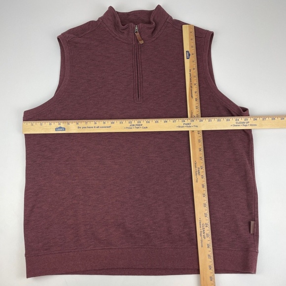 Duluth Trading Men's Size XL Relaxed Fit 1/4 Zip Loophole Burgundy Sweater Vest - Picture 4 of 5
